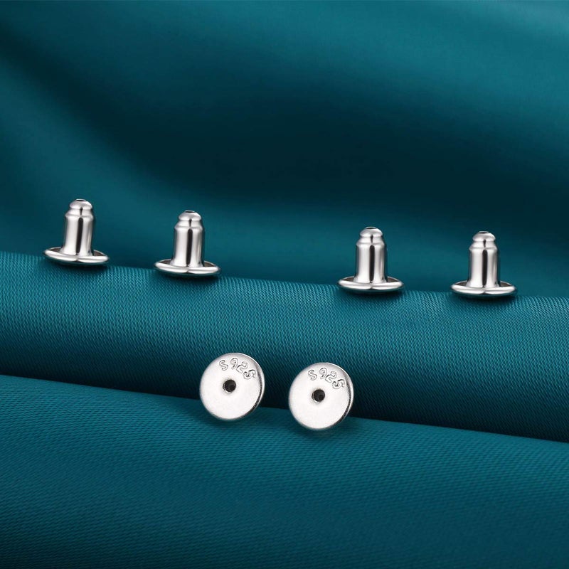 Catinee Locking Earring Backs for Studs,14k Plated White Gold Earrings Back for Studs Secure,Hypoallergenic Earring Back Apply to Earring Backs for Droopy Ears(4pcs/2pair) - Image 4